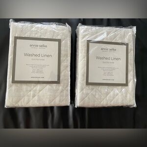 Annie Selke Washed Linen Quilted Pillow Shams - set of 2